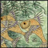 Green Tile with Fish III.