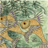 Green Tile with Fish III.