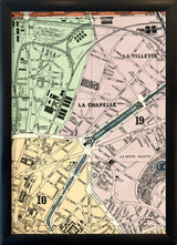 Map of Paris 10th and 19th Arrondissement Close Up. Mini Print