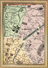 Map of Paris 10th and 19th Arrondissement Close Up. Mini Print