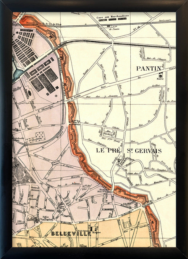 Map of Paris Le Pré St. Gervais Close Up. Mini Print