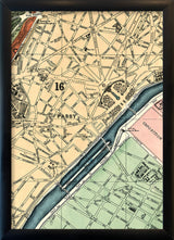 Map of Paris 16th Arrondissement Close Up. Mini Print