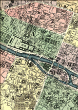 Map of Paris 1st, 2nd and 6th Arrondissement Close Up. Mini Print