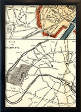 Map of Paris Plan des Tramways Close Up. Mini Print