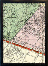 Map of Paris and Vaugirard Close Up. Mini Print