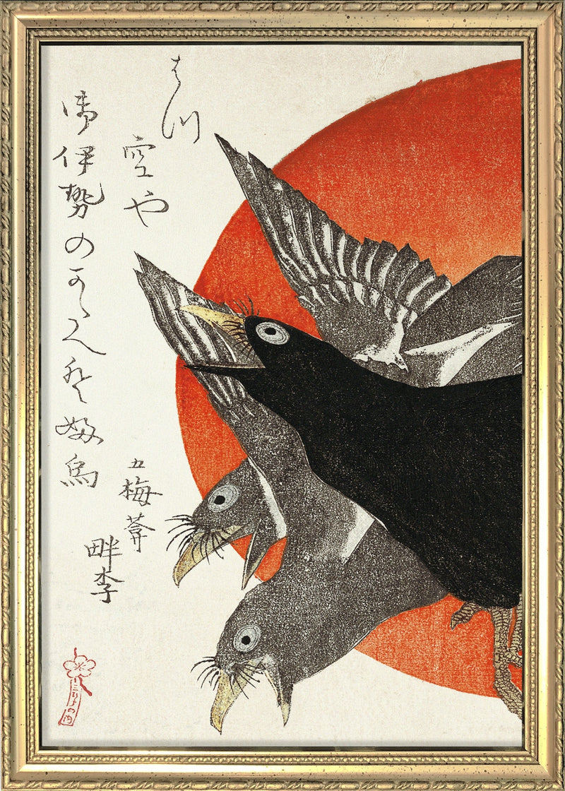 UKIYO-E Crows. Mini Print