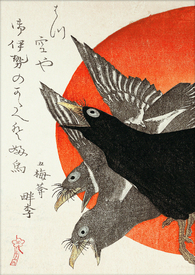 UKIYO-E Crows. Mini Print