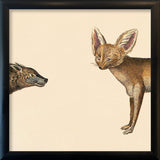 Hyena Head and Fox Head. Mini Print