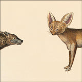 Hyena Head and Fox Head. Mini Print