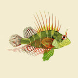 Green and red fish. Mini Print