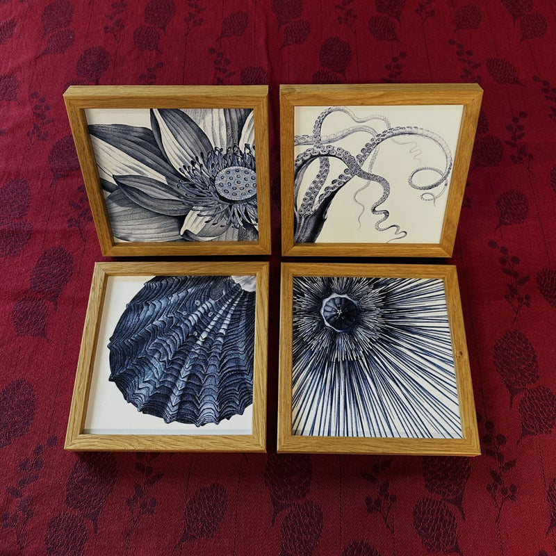 Sæt med 4 Mini print - Ocean & Flora Quartet
