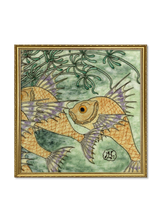 Green Tile with Fish III.