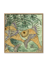 Green Tile with Fish III.