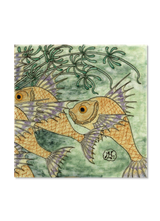 Green Tile with Fish III.