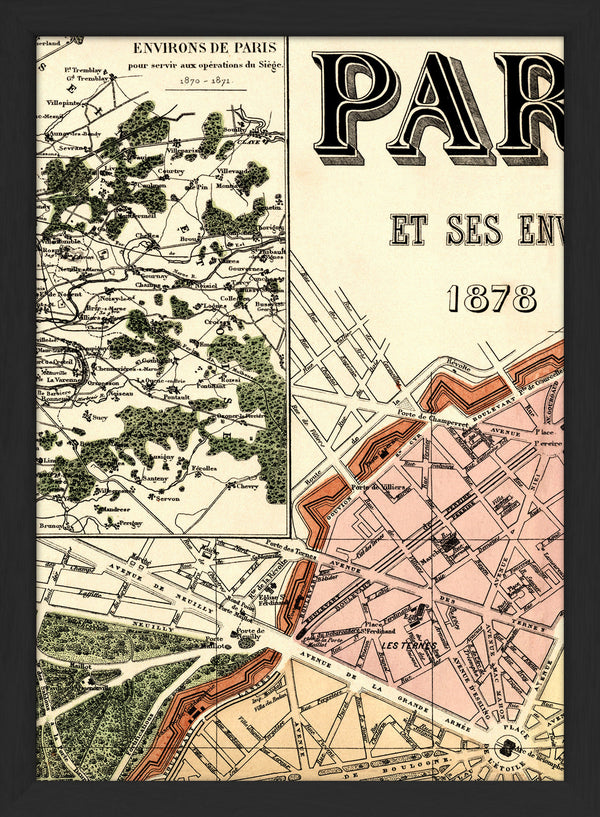 Map of Paris Les Ternes Close Up. Mini Print