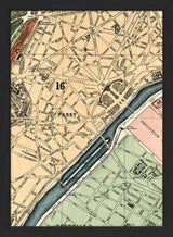 Map of Paris 16th Arrondissement Close Up. Mini Print