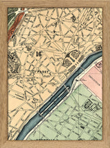 Map of Paris 16th Arrondissement Close Up. Mini Print