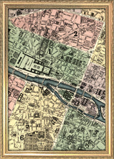 Map of Paris 1st, 2nd and 6th Arrondissement Close Up. Mini Print