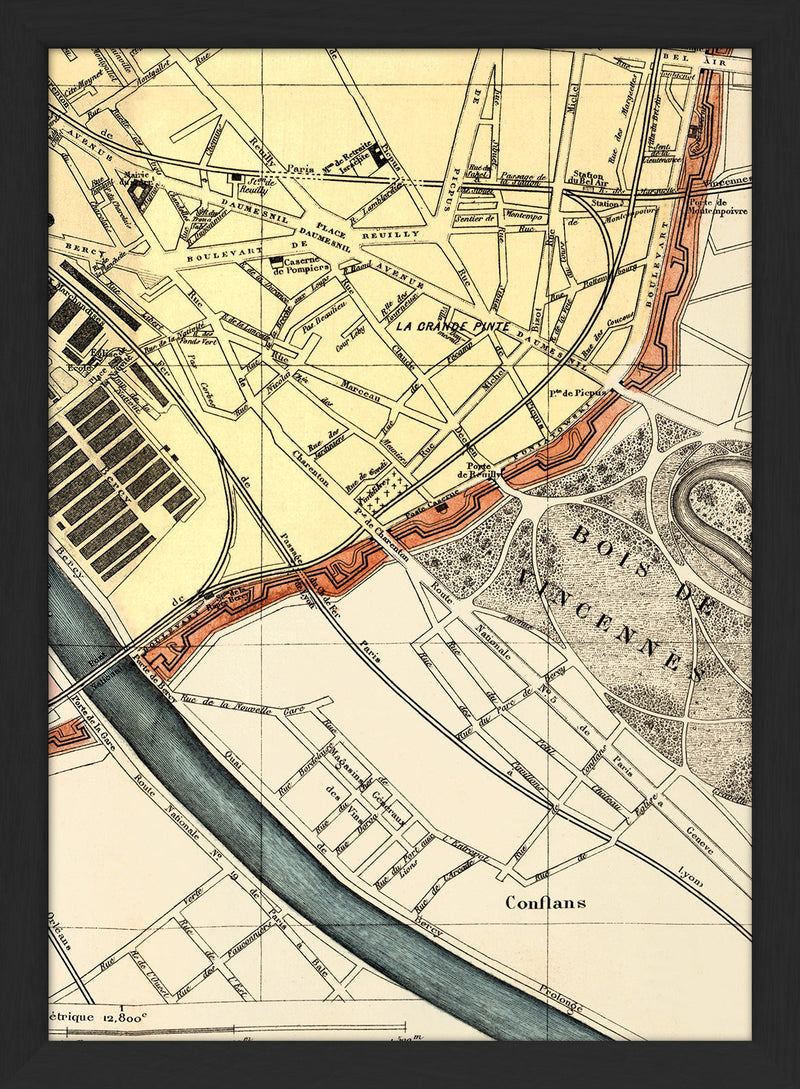 Map of Paris Bois De Vincennes Close Up. Mini Print