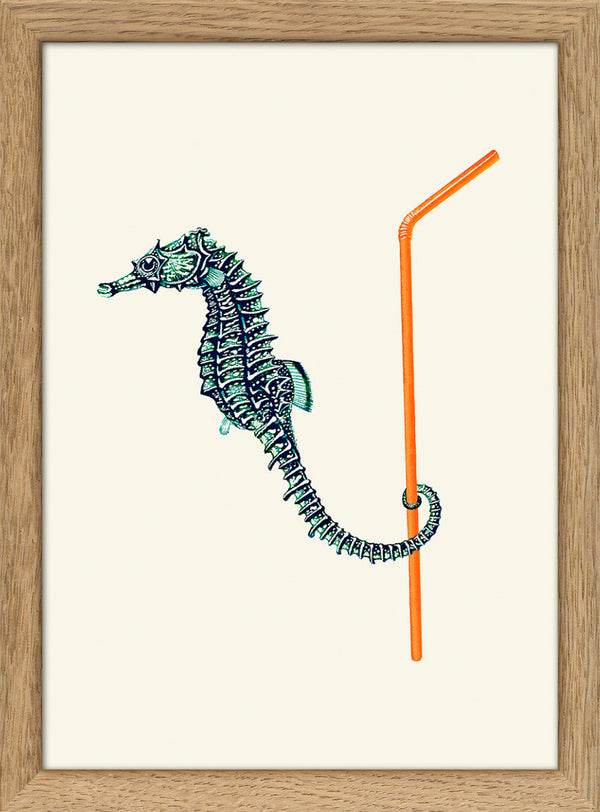 Seahorse and Straw. Mini Print