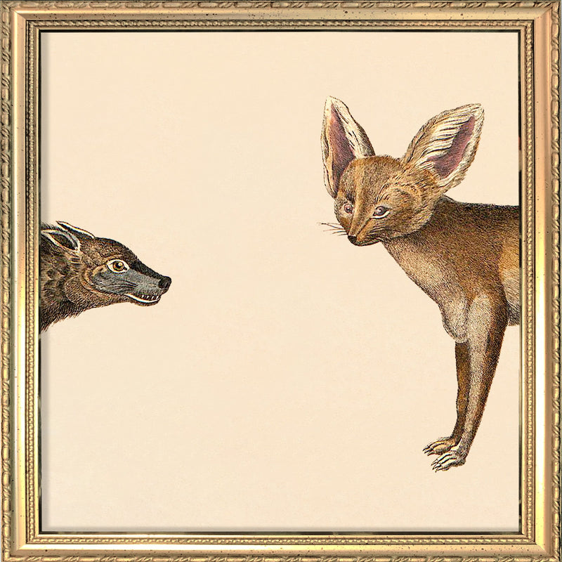 Hyena Head and Fox Head. Mini Print