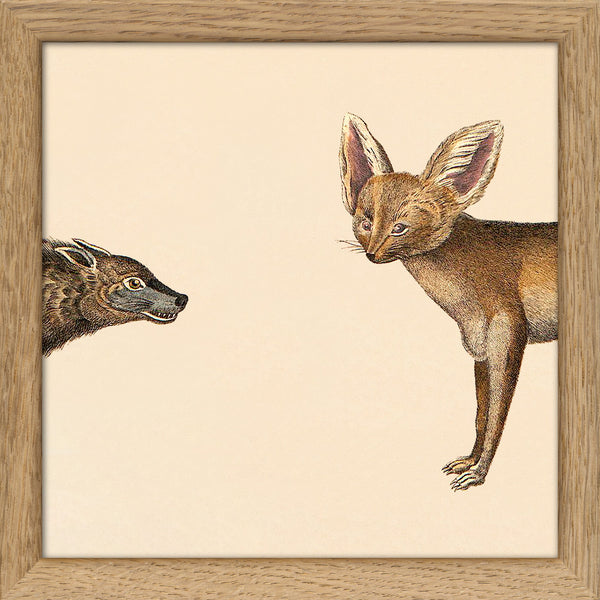 Hyena Head and Fox Head. Mini Print